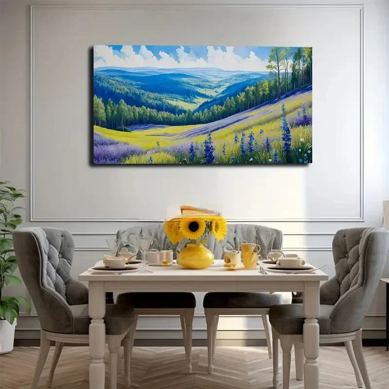 Meadow With Wildflowers Wall Art Canvas Office Home Room Framed 80x45cm