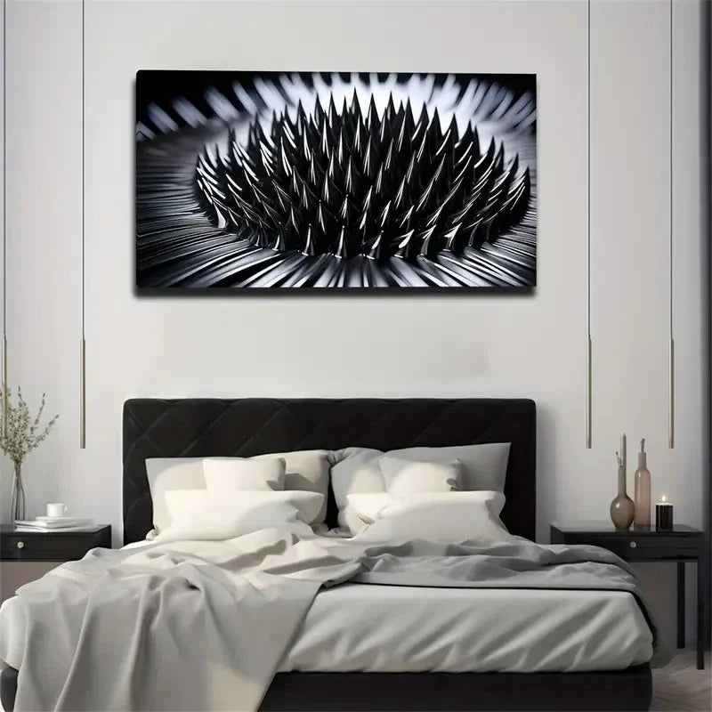 Abstract Metallic Spiked Wall Art Canvas Office Home Room Framed 80x45cm