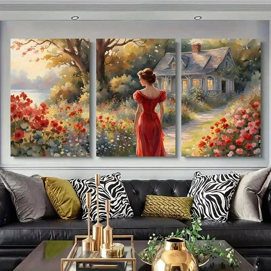 3pcs Vintage Style Romantic Garden Metal Print Ready to Hang Art