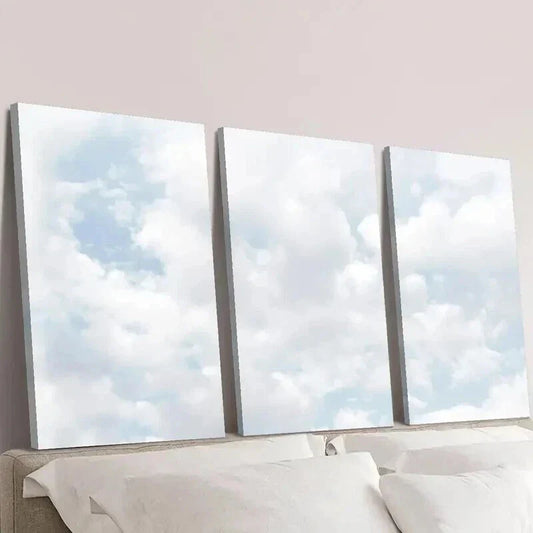 3pcs Natural Blue Sky Cloud Painting Wall Art Set Canvas Framed 40x60cm - High Quality Print 100% Australian Made Wall Canvas Ready to Hang