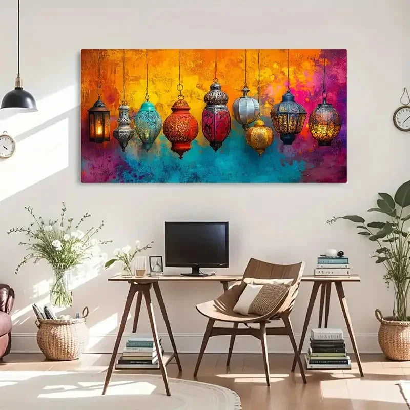 Cultural Colorful Lights Deco Wall Art Canvas Office Home Room Framed 120x60cm