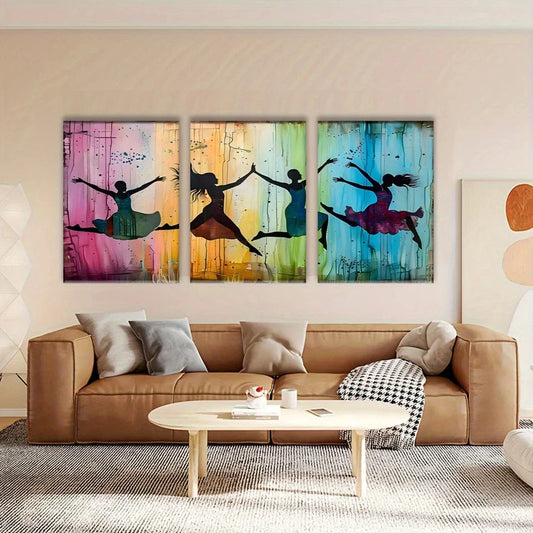 3pcs Abstract Dance Theme Luxury Metal Print Ready to Hang Art
