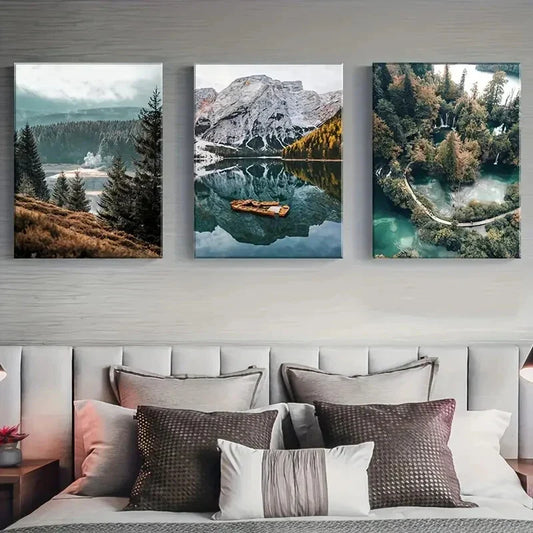 3pcs Nature Landscape Scandinavian Scenery Wall Art Set Canvas Framed 40x60cm - High Quality Print 100% Australian Made Wall Canvas Ready to Hang