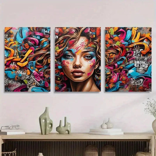 3pcs Urban Graffiti Shark Street Art Ocean Metal Print Ready to Hang Art