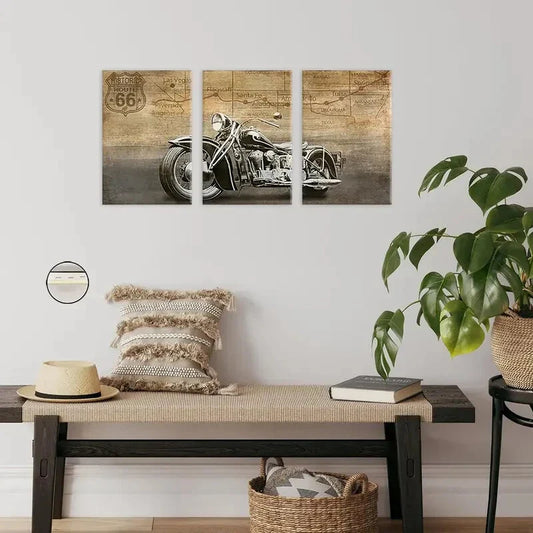 3pcs Vintage Motorcycle Classic Motorcycle Metal Print Ready to Hang Art