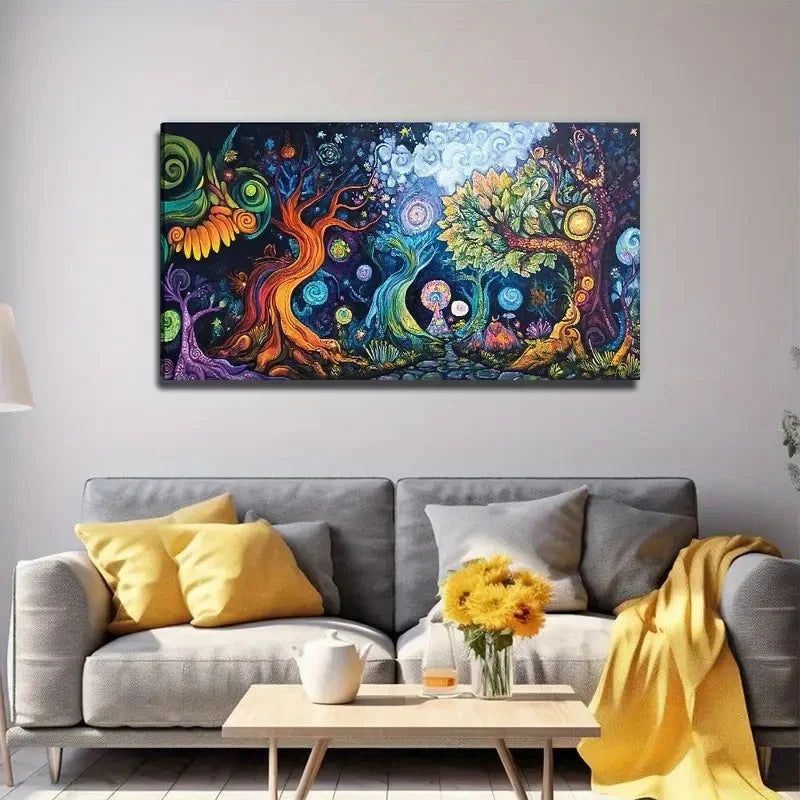 Magic Woods Modern Landscape Wall Art Canvas Office Home Room Framed 80x45cm