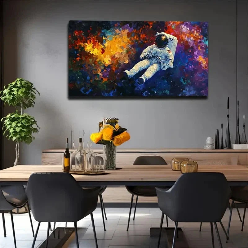 Astronaut Floating In Cosmic Wall Art Canvas Office Home Room Framed 120x60cm