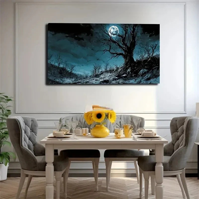 Dark Moody Landscape Décor Wall Art Canvas Office Home Room Framed 120x60cm