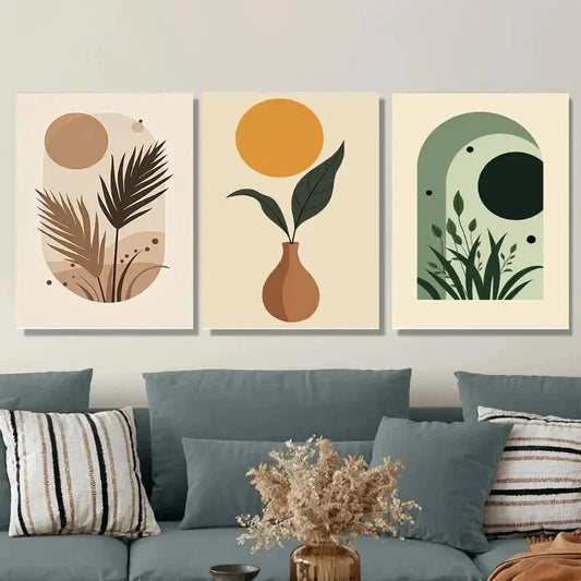 3pcs Modern Abstract Boho Style Metal Print Ready to Hang Art
