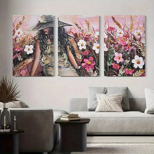3pcs Elegant Chic Fashionable Woman Metal Print Ready to Hang Art