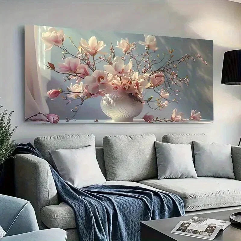 Modern Cherry Blossoms Magnolia Wall Art Canvas Office Home Room Framed 120x60cm