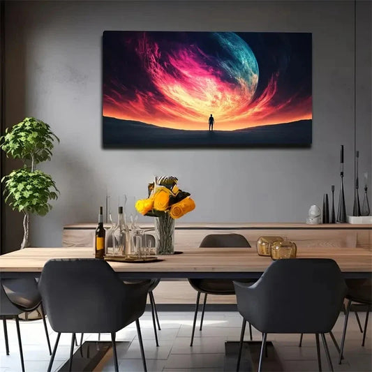 Desert Planet Scene Vibrant Wall Art Canvas Office Home Room Framed 120x60cm