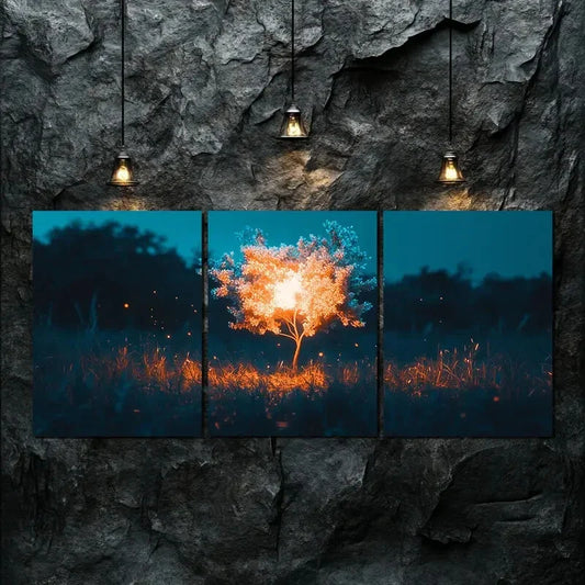 3pcs Featuring An Autumn Dark Light Tree Perfect Wall Art Set Canvas Framed 40x60cm - High Quality Print 100% Australian Made Wall Canvas Ready to Hang