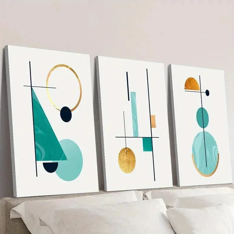 3pcs Abstract Geometric Aesthetics Wall Art Set Canvas Framed 40x60cm - High Quality Print 100% Australian Made Wall Canvas Ready to Hang