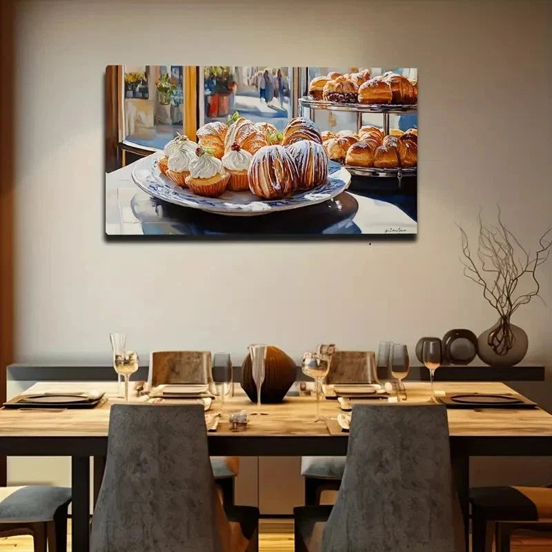 Golden Glaze & Cream Frosting Wall Art Canvas Office Home Room Framed 120x60cm