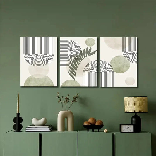 3pcs Modern Abstract Geometric Wall Art Set Canvas Framed 40x60cm - High Quality Print 100% Australian Made Wall Canvas Ready to Hang