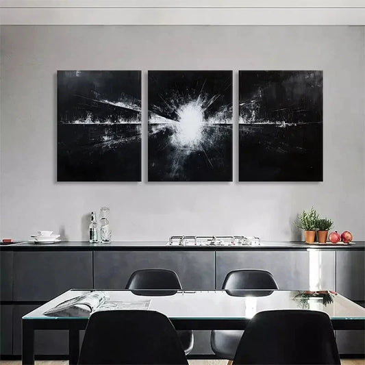 3pcs Abstract Black White Light Explore Perfect Wall Art Set Canvas Framed 40x60cm - High Quality Print 100% Australian Made Wall Canvas Ready to Hang