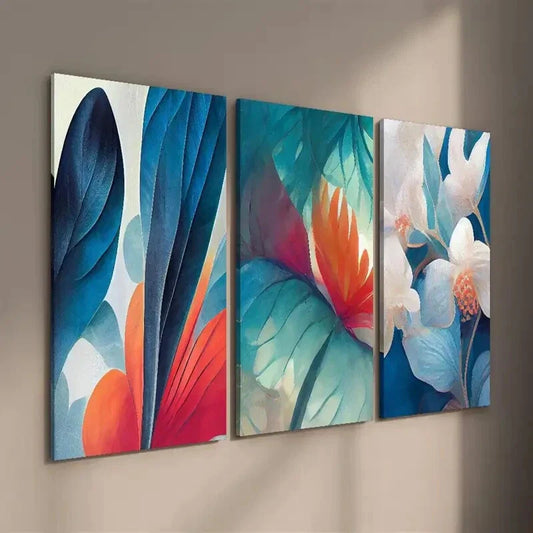 3pcs Colorful Botanical Decor Flower Wall Art Set Canvas Framed 40x60cm - High Quality Print 100% Australian Made Wall Canvas Ready to Hang