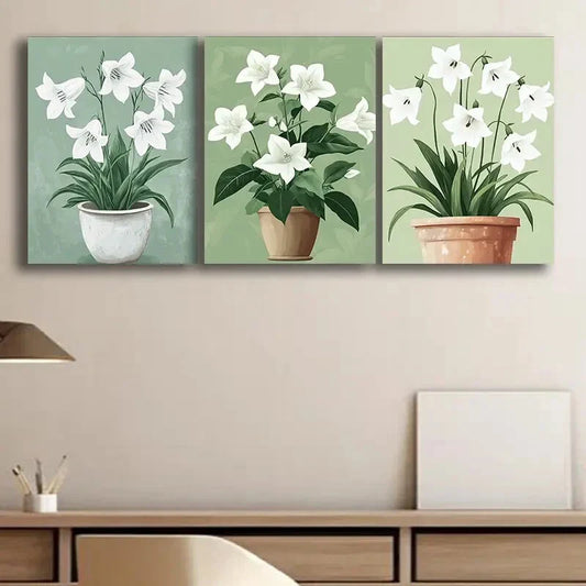 3pcs Elegant Floral Triptych Perfect Wall Art Set Canvas Framed 40x60cm - High Quality Print 100% Australian Made Wall Canvas Ready to Hang