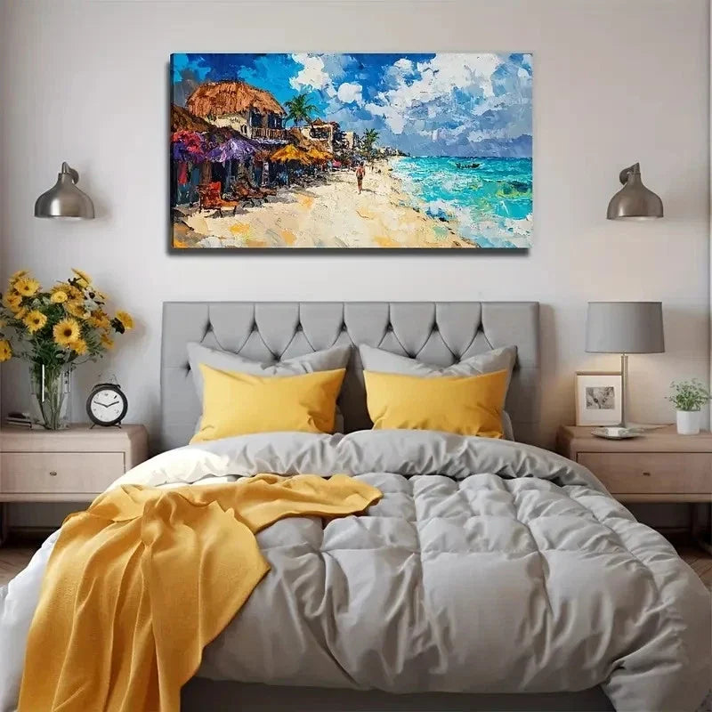 Romantic Beach Sea Perfect Wall Art Canvas Office Home Room Framed 120x60cm