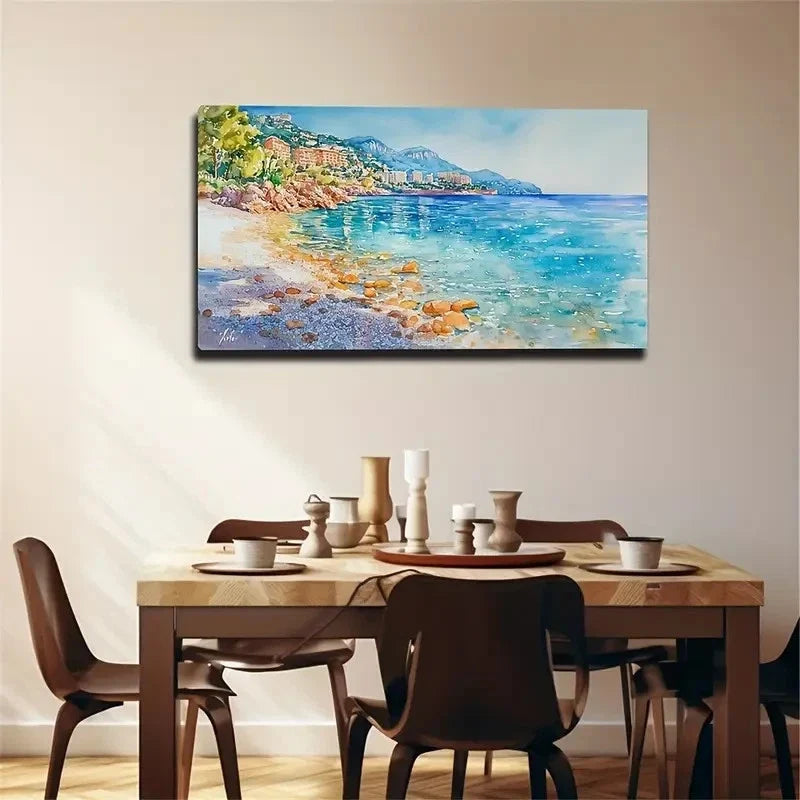 The Beach Under The Blue Sky Wall Art Canvas Office Home Room Framed 120x60cm