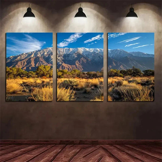 3pcs Snow Capped Mountains In The Evening Metal Print Ready to Hang Art