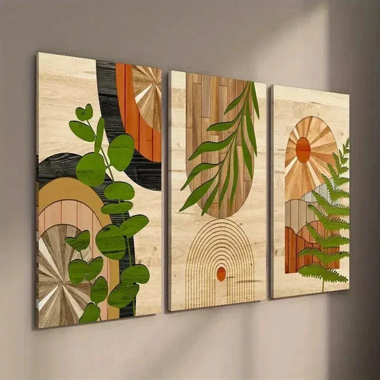 3pcs Tropical Leaves & Desert Landscape Wall Art Set Canvas Framed 40x60cm - High Quality Print 100% Australian Made Wall Canvas Ready to Hang