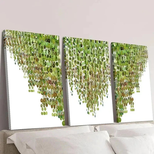 3pcs Vine Green Plant Leaf Decoration Wall Art Set Canvas Framed 40x60cm - High Quality Print 100% Australian Made Wall Canvas Ready to Hang