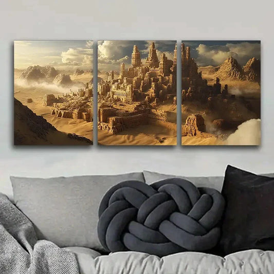 3pcs Ancient city photo Art Painting Metal Print Ready to Hang Art