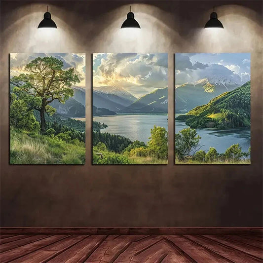 3pcs Xueshan Lake Sunrise Nature Metal Print Ready to Hang Art