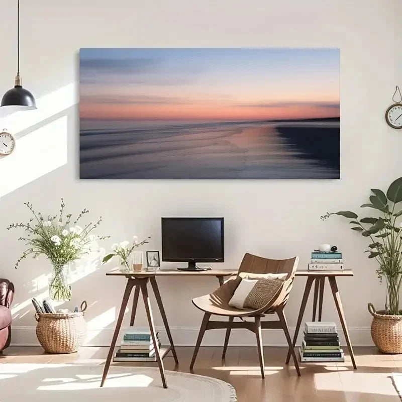 Modern Beach Sunrise Asian Wall Art Canvas Office Home Room Framed 120x60cm