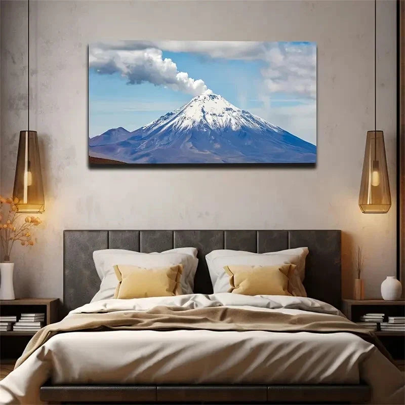 Snow-Capped Mountain & White Wall Art Canvas Office Home Room Framed 120x60cm