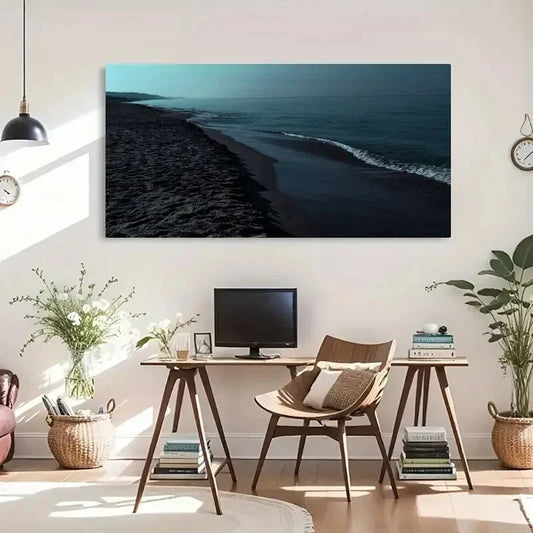 Sea Waves Beach Landscape Wall Art Canvas Office Home Room Framed 120x60cm