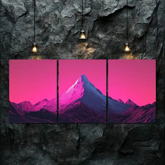 3pcs Vibrant Snow Mountain Colorful Perfect Wall Art Set Canvas Framed 40x60cm - High Quality Print 100% Australian Made Wall Canvas Ready to Hang