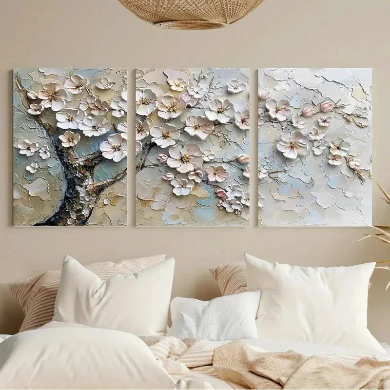 3pcs Floral Neutral Tones Modern Metal Print Ready to Hang Art