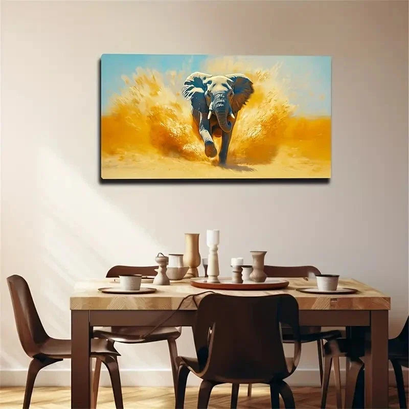 A Head Elephant Suitable Wall Art Canvas Office Home Room Framed 120x60cm
