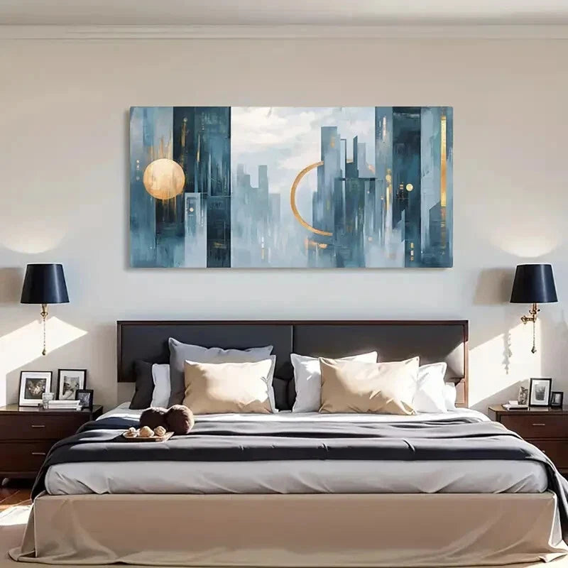 Futuristic Cityscape Spheres Wall Art Canvas Office Home Room Framed 80x45cm