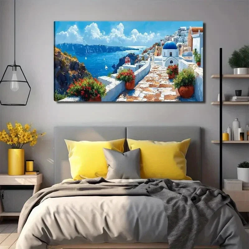 Beautiful view Of Aegean Wall Art Canvas Office Home Room Framed 80x45cm