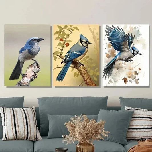 3pcs Beautiful Bird Colorful Bird Paintings Wall Art Set Canvas Framed 40x60cm - High Quality Print 100% Australian Made Wall Canvas Ready to Hang