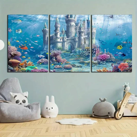 3pcs Underwater World Colourful Fishes Metal Print Ready to Hang Art