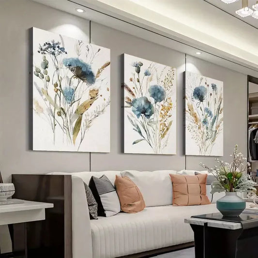 3pcs Minimalist Botanical Country Decor Wall Art Set Canvas Framed 40x60cm - High Quality Print 100% Australian Made Wall Canvas Ready to Hang