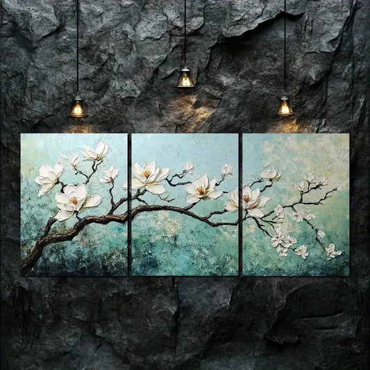 3pcs White Magnolia Nature Beauty Perfect Wall Art Set Canvas Framed 40x60cm - High Quality Print 100% Australian Made Wall Canvas Ready to Hang
