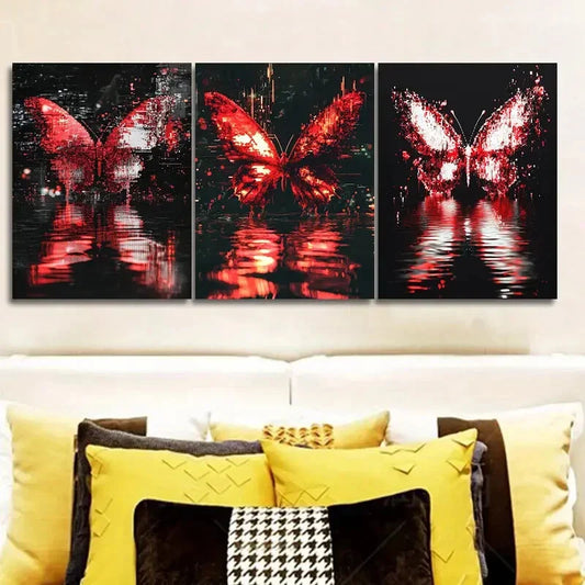 3pcs Featuring Butterfly-Themed Artwork, Metal Print Ready to Hang Art