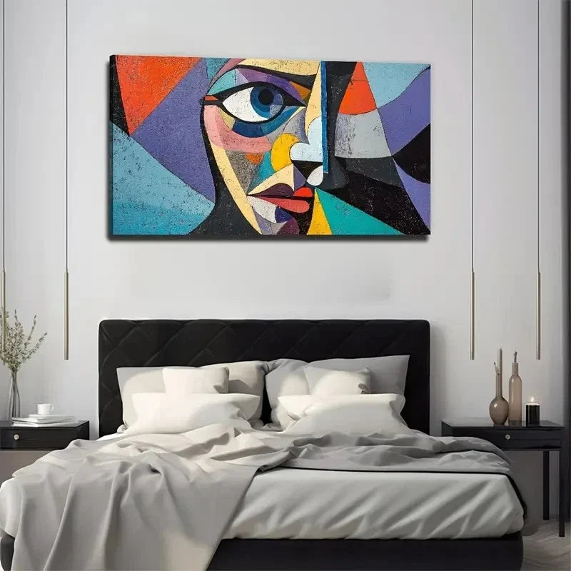 Modern Abstract Human Half Face Wall Art Canvas Office Home Room Framed 120x60cm