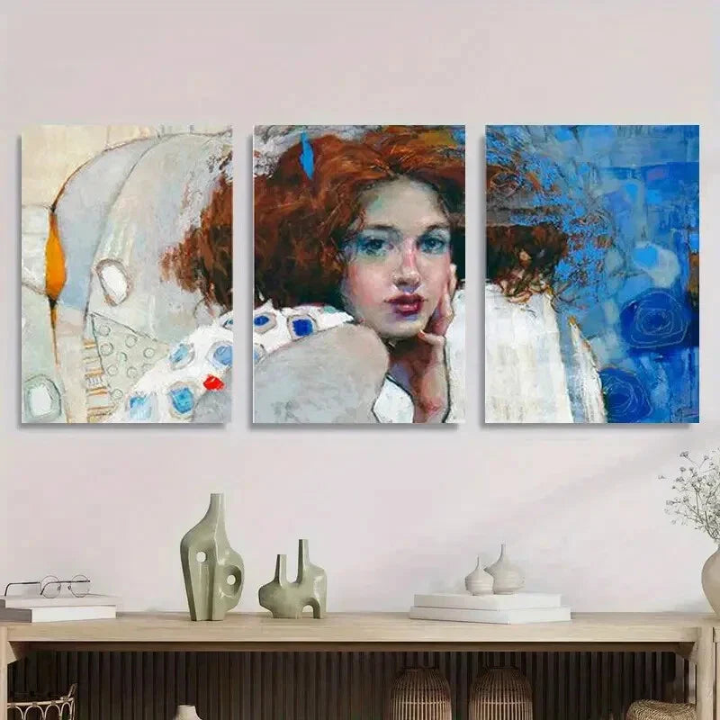 3pcs Abstract Female Portrait Metal Print Ready to Hang Art