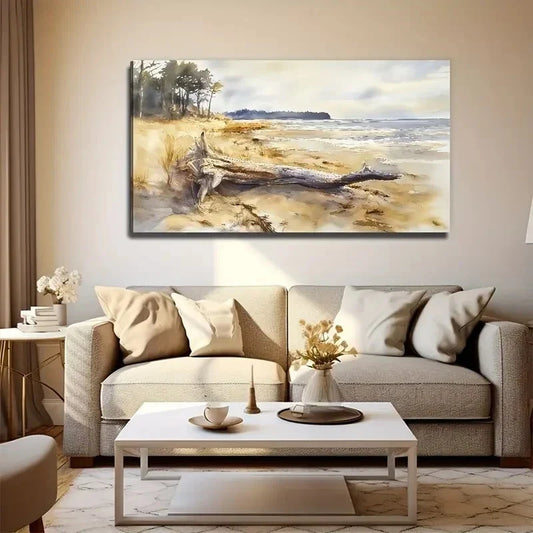 Golden Sands & Pastel Skies Wall Art Canvas Office Home Room Framed 120x60cm