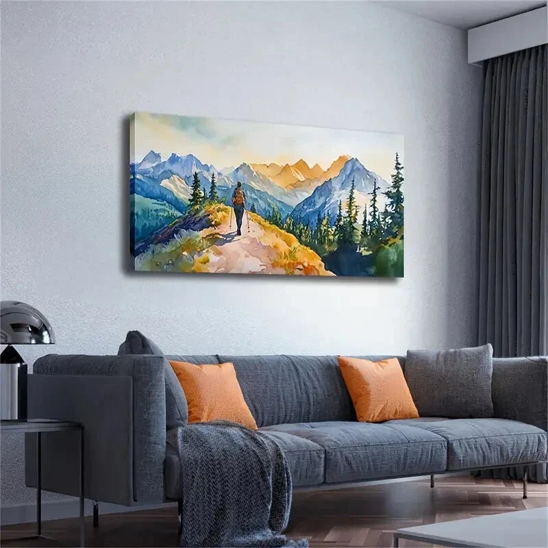 Realistic Mountain Peak Nature Wall Art Canvas Office Home Room Framed 120x60cm