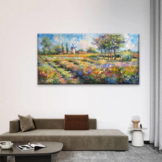 The Fields Flowers And Trees Wall Art Canvas Office Home Room Framed 80x45cm