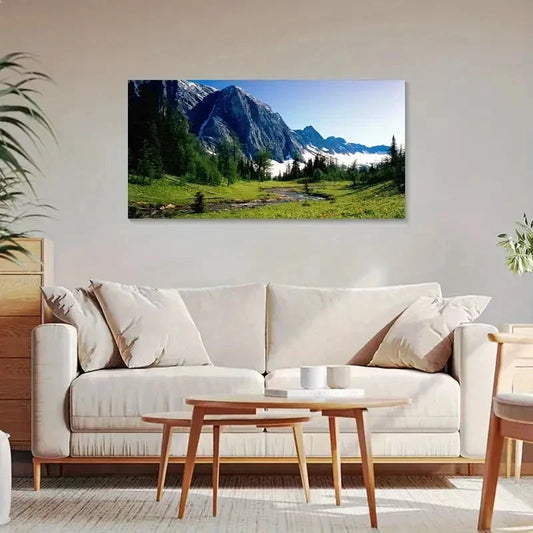 Perfect Park Snowy Mountain Wall Art Canvas Office Home Room Framed 120x60cm