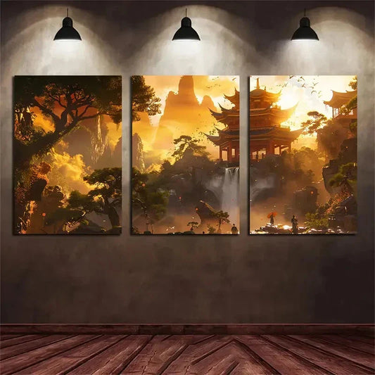 3pcs Nature Wildlife Trees Sunrise Metal Print Ready to Hang Art
